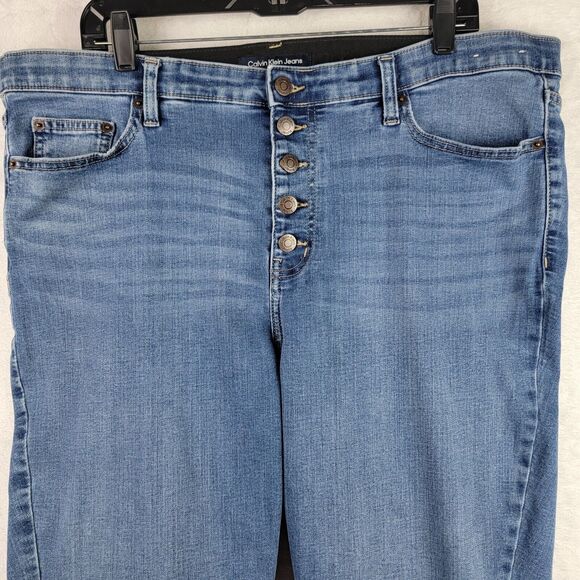 Calvin Klein High Rise Skinny Jeans Size 22W Button Fly Stretch Ankle Denim - Picture 2 of 12